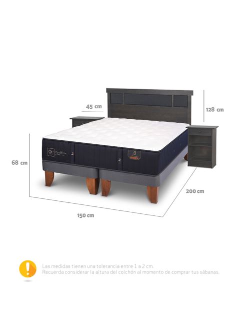Cama Europea Premium 2 Plazas Base Dividida + Set de Muebles Dublín-1