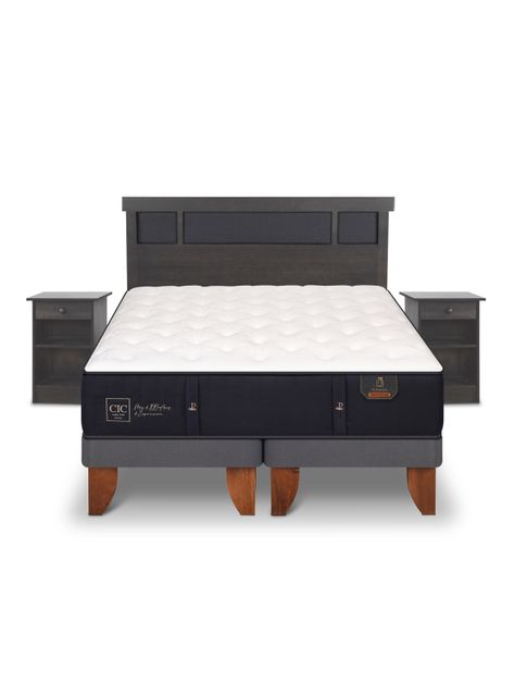 Cama Europea Premium 2 Plazas Base Dividida + Set de Muebles Dublín-2