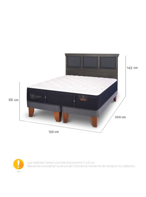 Cama Europea Premium 2 Plazas Base Dividida + Respaldo Torino-1