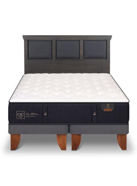 Cama Europea Premium 2 Plazas Base Dividida + Respaldo Torino-2