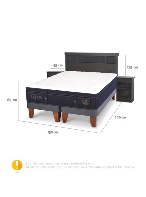 Cama Europea Súper Premium 2 Plazas Base Dividida + Set de Muebles Dublín-1