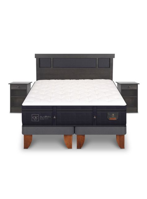 Cama Europea Súper Premium 2 Plazas Base Dividida + Set de Muebles Dublín-2