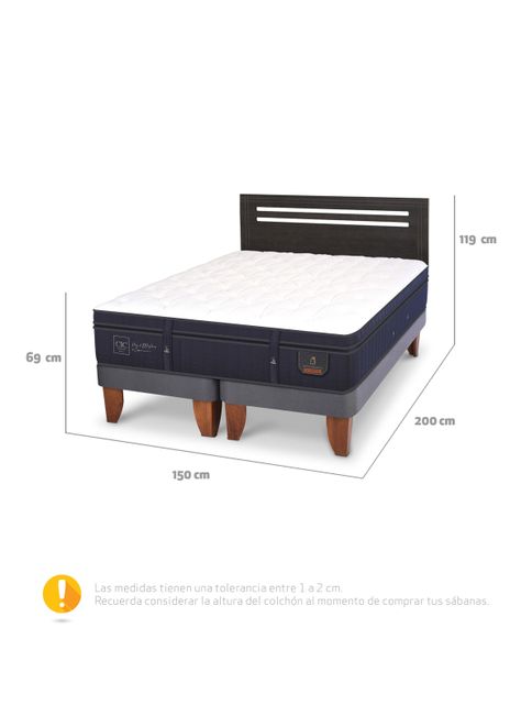 Cama Europea Súper Premium 2 Plazas Base Dividida + Respaldo Múnich-1
