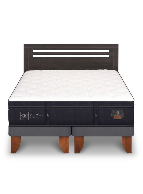 Cama Europea Súper Premium 2 Plazas Base Dividida + Respaldo Múnich-2