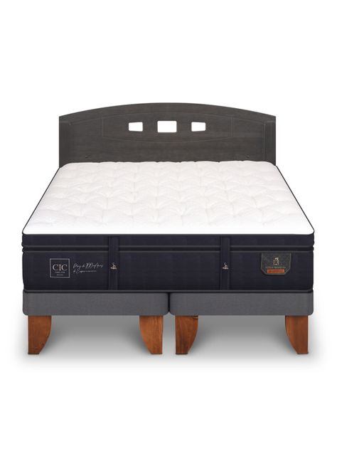 Cama Europea Súper Premium 2 Plazas Base Dividida + Respaldo Gales-2
