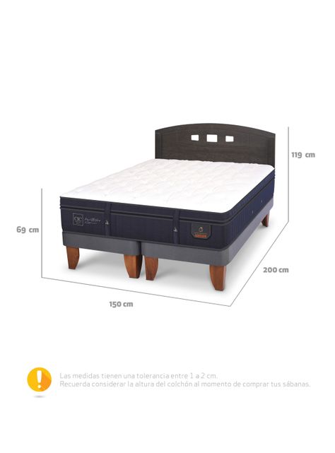 Cama Europea Súper Premium 2 Plazas Base Dividida + Respaldo Gales-1