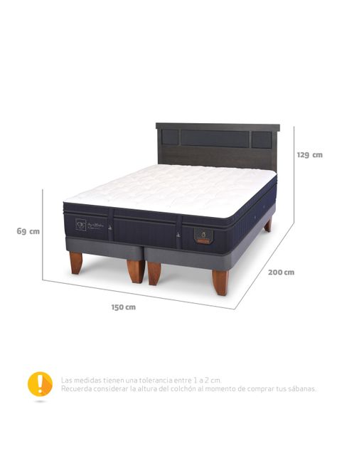 Cama Europea Súper Premium 2 Plazas Base Dividida + Respaldo Dublín-1