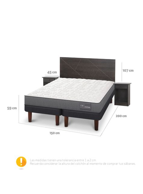 Cama Europea Anatomic 2 Plazas Base Dividida + Set de Muebles Villarrica-1