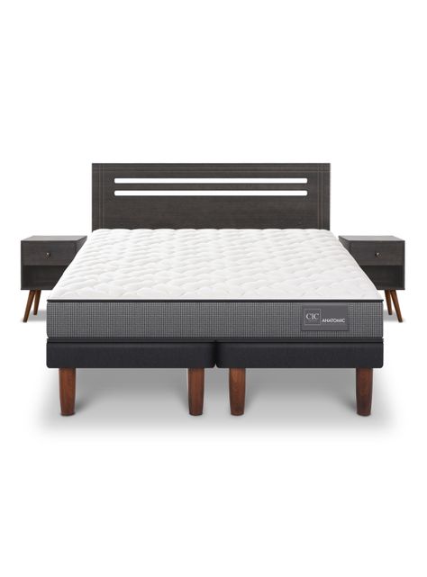 Cama Europea Anatomic 2 Plazas Base Dividida + Set de Muebles Múnich-2
