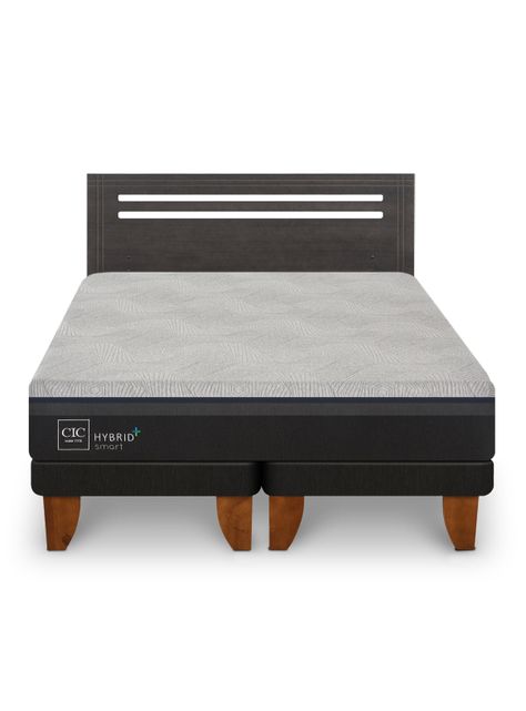 Cama Europea Hybrid Plus Infinity 2 Plazas Base Dividida + Respaldo Múnich-2