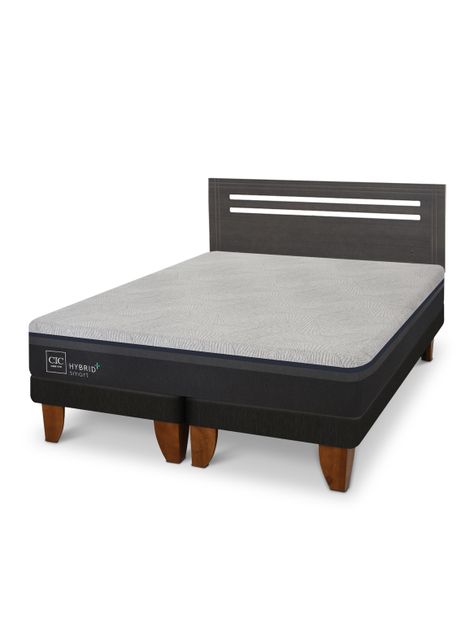 Cama Europea Hybrid Plus Infinity 2 Plazas Base Dividida + Respaldo Múnich-0