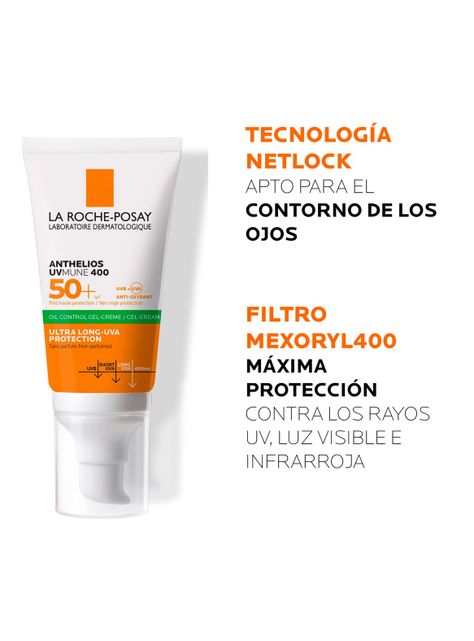 Protector Solar Rostro Anthelios UV Mune 400 Oil Control Gel Crema FPS50+ 50 ml-3