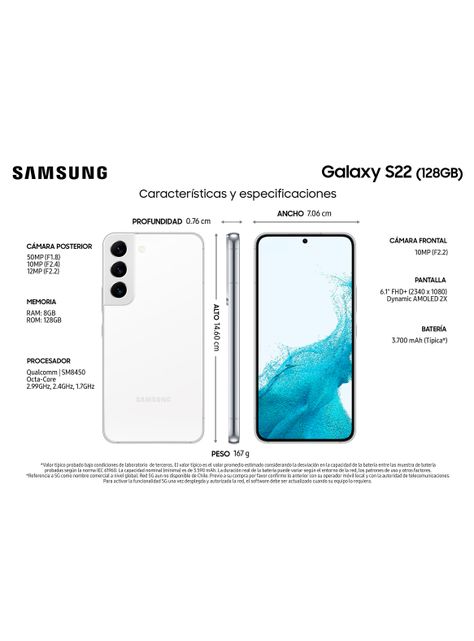 Smartphone Galaxy S22 5G 128GB Phantom White-2
