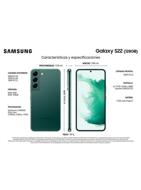 Smartphone Galaxy S22 5G 128GB Green-2