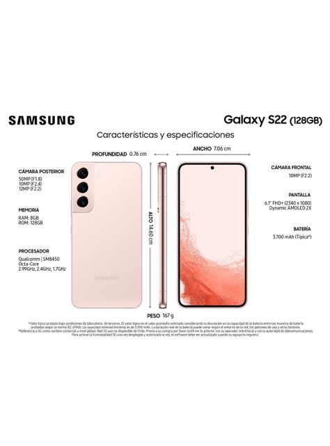 Smartphone Galaxy S22 5G 128GB Pink Gold-2