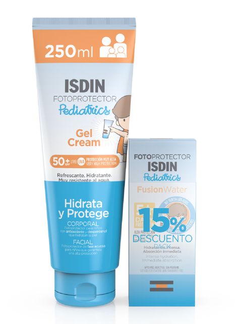 Pack Isdin Gel Crema Pediatrics Spf 50 250 ml y Fusion Water Pediatrics Spf 50 50 ml-0