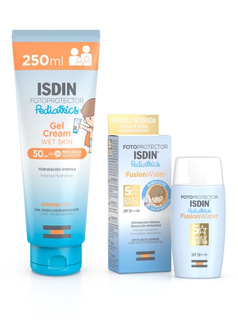 Pack Isdin Gel Crema Pediatrics Spf 50 250 ml y Fusion Water Pediatrics Spf 50 50 ml-1
