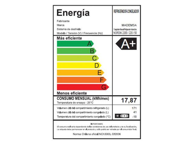 Refrigerador Mademsa Frío Directo 212 Litros NORDIK 2200-3
