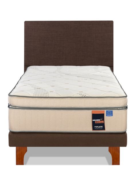 Cama Europea Máximo Cobre 1.5 Plazas + Respaldo Chocolate-1