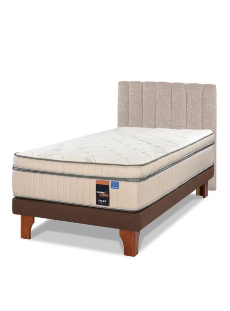 Cama Europea Máximo Cobre 1.5 Plazas + Respaldo Beige-0
