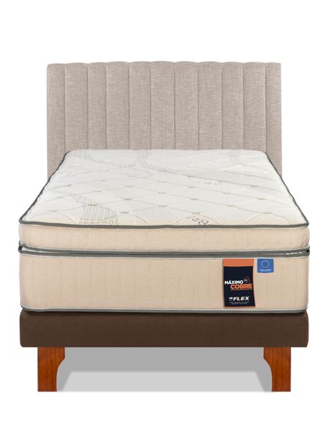 Cama Europea Máximo Cobre 1.5 Plazas + Respaldo Beige-1