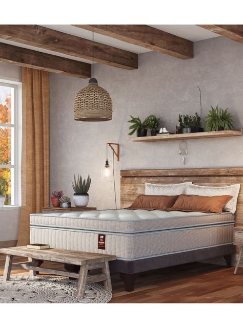 Cama Europea Máximo Cobre 2 Plazas Base Dividida + Respaldo Chocolate + Velador Atenas-5