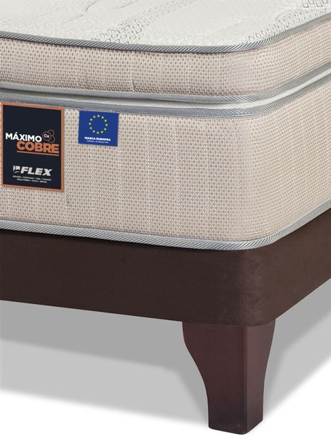 Cama Europea Máximo Cobre 2 Plazas Base Dividida + Respaldo Chocolate-2