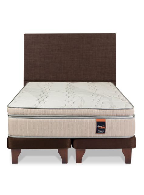 Cama Europea Máximo Cobre 2 Plazas Base Dividida + Respaldo Chocolate-1
