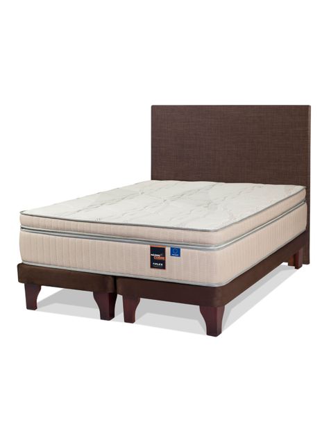 Cama Europea Máximo Cobre 2 Plazas Base Dividida + Respaldo Chocolate-0