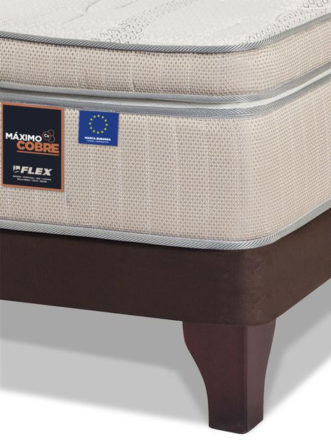 Cama Europea Máximo Cobre 2 Plazas Base Dividida + Respaldo + Veladores Atenas-2