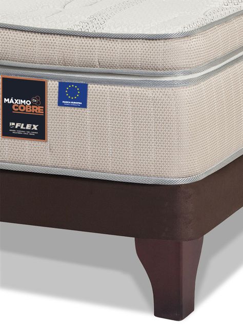 Cama Europea Máximo Cobre King + Respaldo Tubular Beige-2