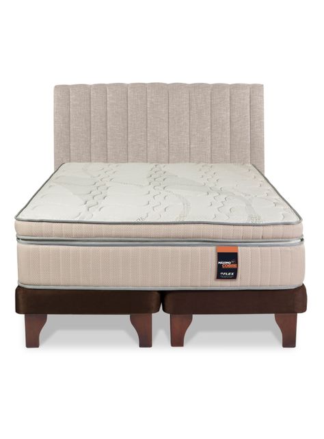 Cama Europea Máximo Cobre King + Respaldo Tubular Beige-1