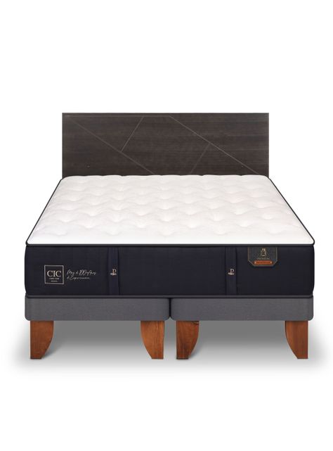 Cama Europea Premium Base Dividida 2 Plazas + Respaldo Villarrica Gris-2