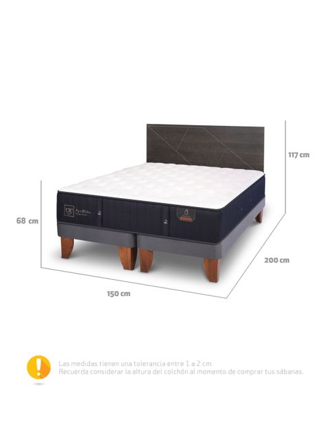 Cama Europea Premium Base Dividida 2 Plazas + Respaldo Villarrica Gris-1