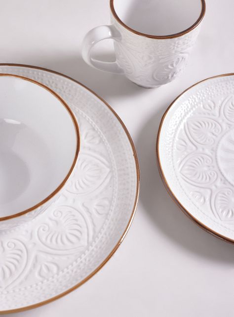 Set Vajilla 24 Piezas Crema Cerámica-1