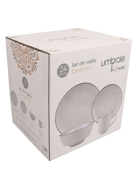 Set Vajilla 24 Piezas Crema Cerámica-3