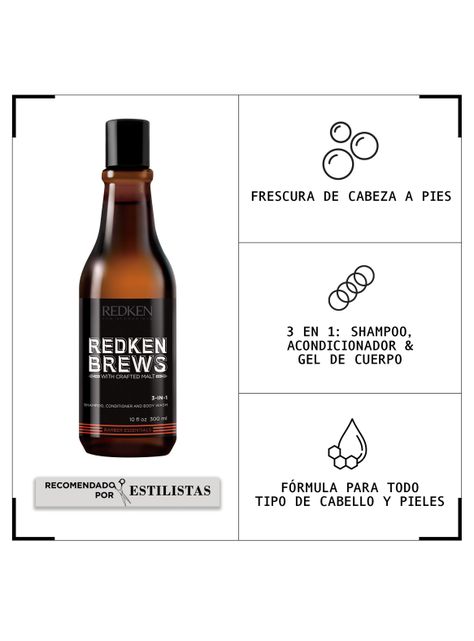 Shampoo 3 en 1 Redken Brews 300ml-1