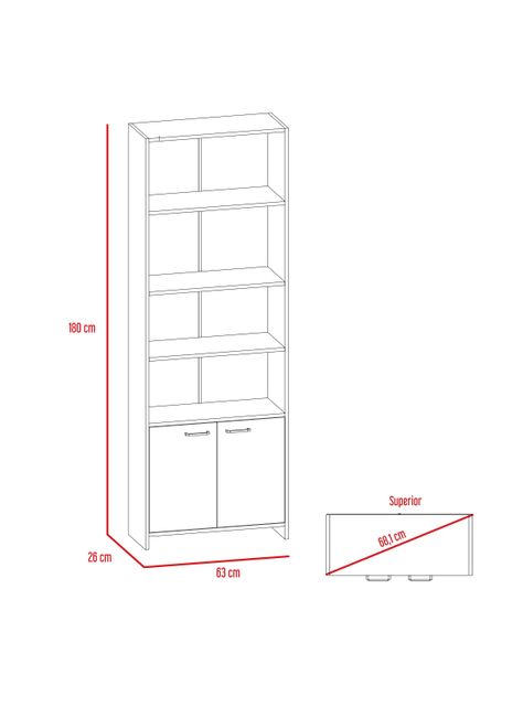 Combo: Biblioteca Lisa 180 cm con Puerta + Escritorio Alteza-1