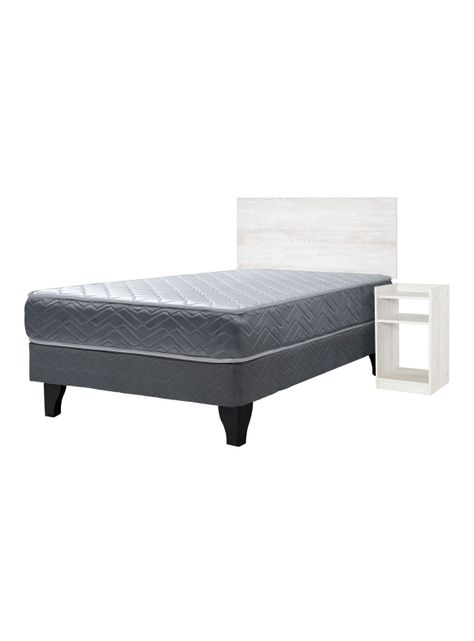 Cama Europea Cadiz 1.5 Plazas 190 cm + Set de Muebles Alba White-0