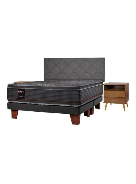 Camas Europea Everest Copper 2 Plazas + Respaldo + Velador-0