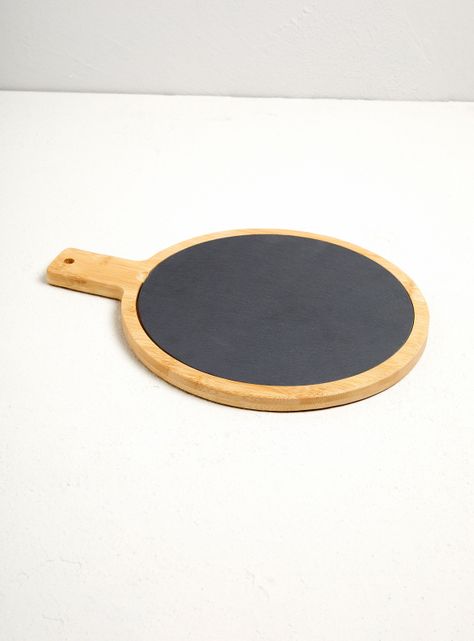 Tabla Redonda de Madera y Pizarra 36x28 cm-1
