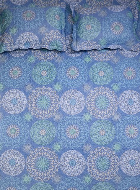 Quilt + Piecera King Mallorca Mandalas Azul Belutti-4