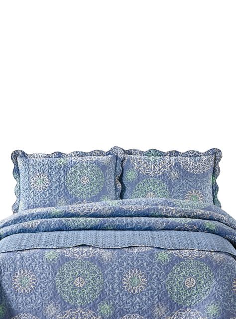 Quilt + Piecera King Mallorca Mandalas Azul Belutti-0