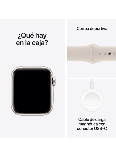 Apple Watch SE GPS 40mm Caja Aluminio y Correa Deportiva Blanco Estelar Talla S/M-7