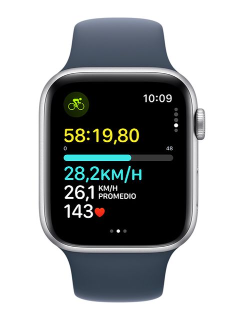 Apple Watch SE GPS 44mm Caja Aluminio Color Plata y Correa Deportiva Azul Talla M/L-5
