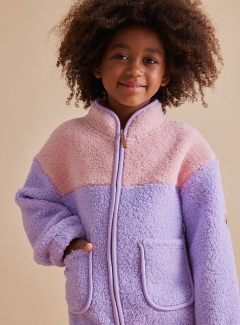 Chaqueta Sherpa Color Block Bolsillos-1