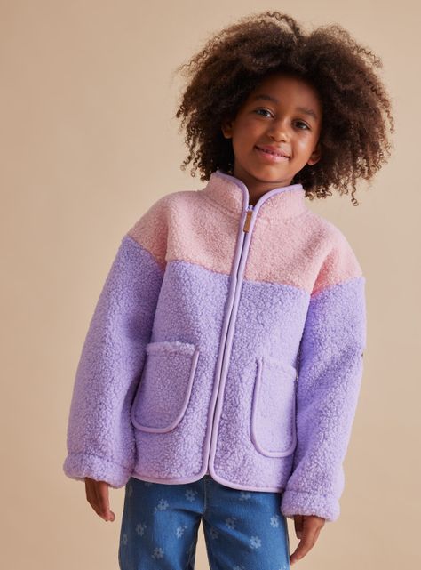 Chaqueta Sherpa Color Block Bolsillos-0