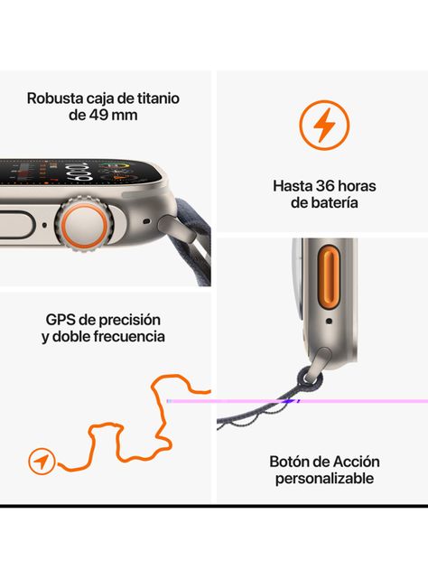 Apple Watch Ultra 2 GPS + Cellular Titanio 49mm Correa Ocean Naranja-7