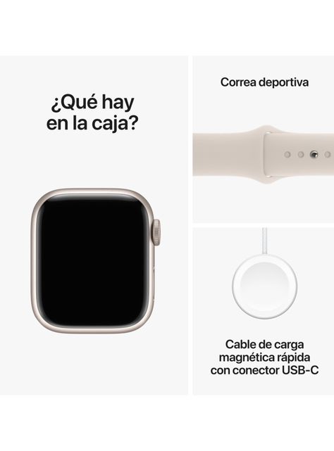 Apple Watch Series 9 GPS 41mm Caja Aluminio y Correa Deportiva Blanco Estelar Talla S/M-9