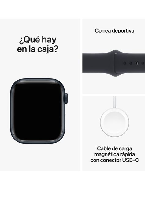 Apple Watch Series 9 GPS 45mm Caja Aluminio y Correa Deportiva Medianoche Talla M/L-9